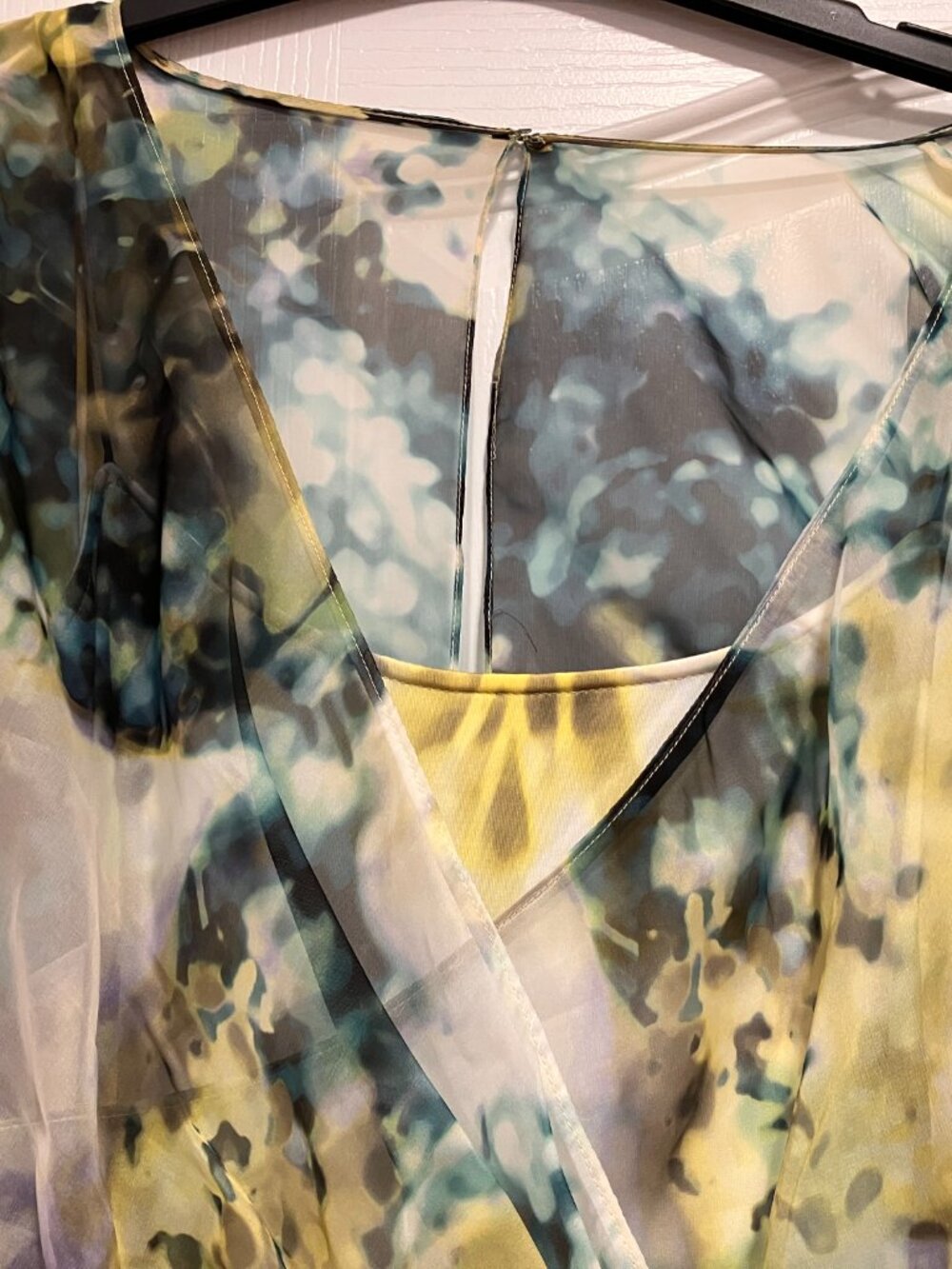 Kay Unger New York Sheer Watercolor Overlay Dress | Size 12 - Picture 3 of 10